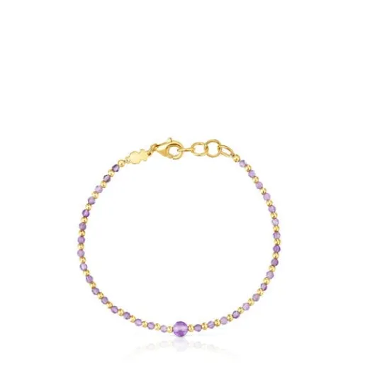 Pulsera bolas con baño de oro 18 kt sobre plata y amatista Basic Colors^TOUS Clearance