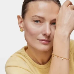 Pulsera cadena con baño de oro de 18 kt sobre plata, perlas cultivadas y gemas Grain^TOUS Clearance