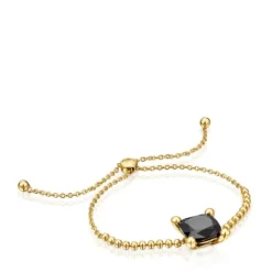 Pulsera cadena con detalles en baño de oro 18 kt sobre plata y ónix Color Black^TOUS