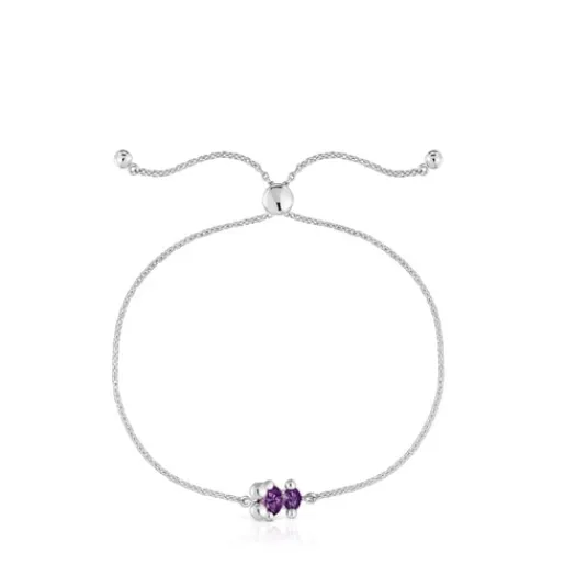 Pulsera cadena motivo oso de y zafiro lila creado en laboratorio Color Bear LGG^TOUS Discount