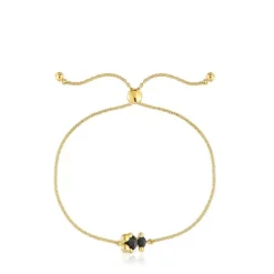 Pulsera cadena motivo oso con baño de oro 18 kt sobre plata y ónix Color Bear^TOUS Outlet