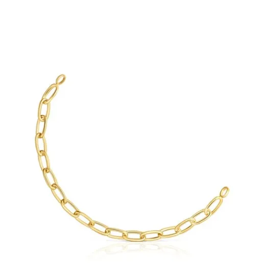Pulsera cadena XL con baño de oro 18 kt sobre plata Hold Oval^TOUS Sale