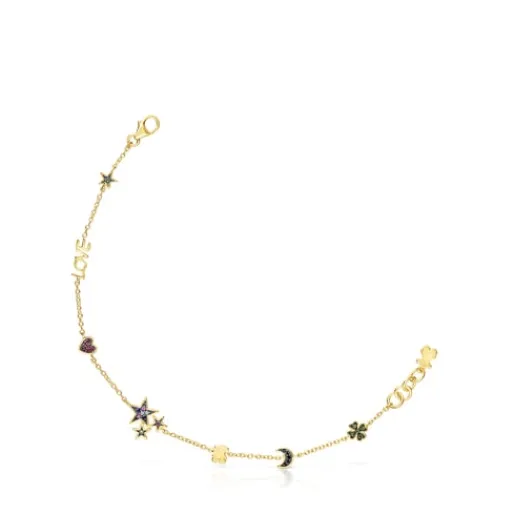 Pulsera con baño de oro 18 kt sobre plata y gemas Teddy Bear^TOUS Online