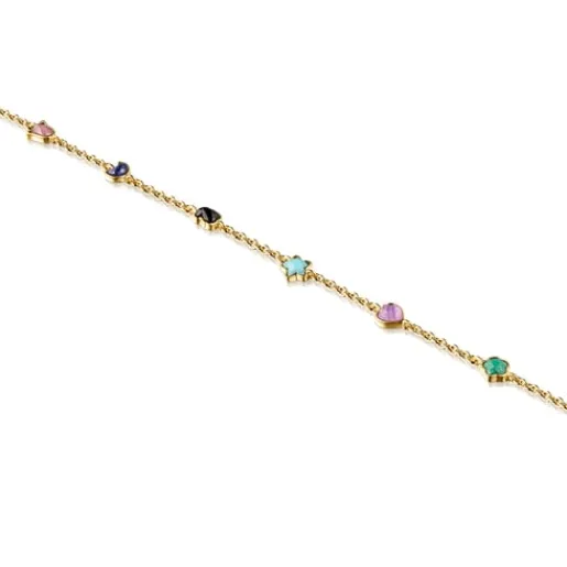 Pulsera con baño de oro 18 kt sobre plata y gemas 0,2-0,5 cm Glory^TOUS Hot