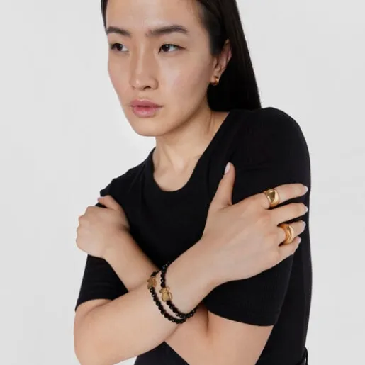 Pulsera con baño de oro 18 kt sobre plata y ónix Sweet Dolls^TOUS Online