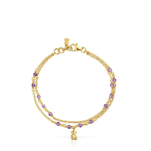 Pulsera con baño de oro 18 kt sobre plata y amatista Bold Bear^TOUS Clearance