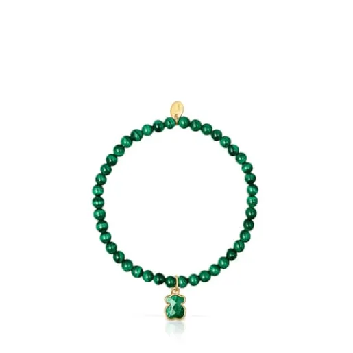 Pulsera con baño de oro 18 kt sobre plata y malaquita Icon Color^TOUS Discount