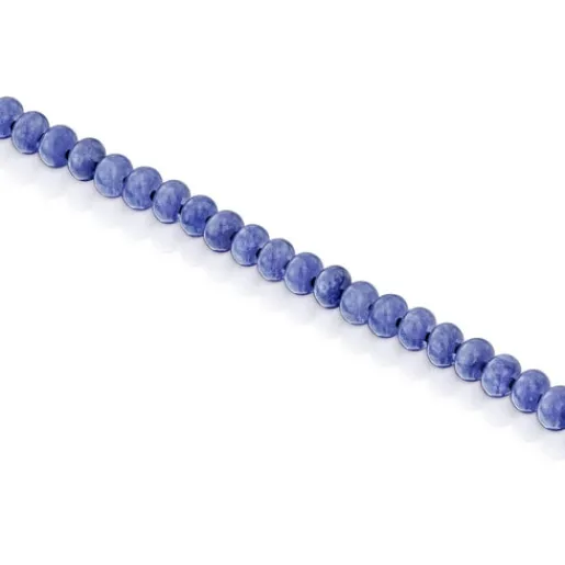 Pulsera con baño de oro 18 kt sobre plata y cuarzita azul Hold Oval^TOUS New
