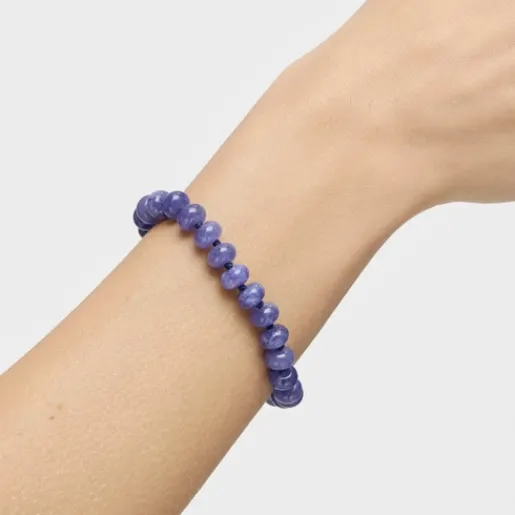 Pulsera con baño de oro 18 kt sobre plata y cuarzita azul Hold Oval^TOUS New