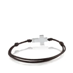 Pulsera de acero y cordón marrón Cruz^TOUS Sale