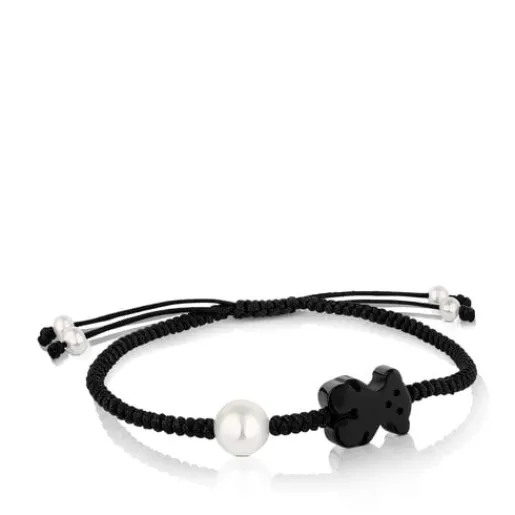 Pulsera de cordón en color negro con ónix y perla cultivada Tibet^TOUS Hot