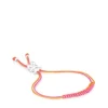 Pulsera de cordón fucsia y naranja con oso de plata Bold Bear^TOUS Discount