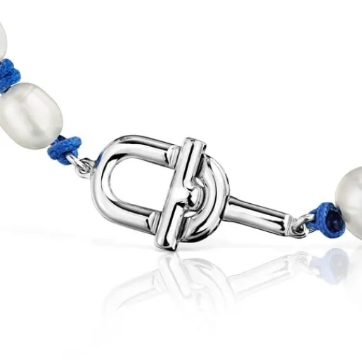 Pulsera de nylon azul con y perlas cultivadas MANIFESTO^TOUS Online
