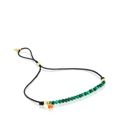 Pulsera de nylon negro con malaquitas Camille^TOUS New