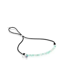 Pulsera de nylon negro con amazonitas Camille^TOUS New