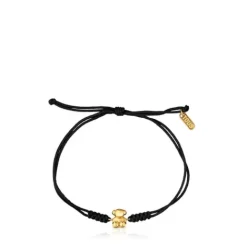 Pulsera de nylon y oso de oro en color negro Bold Bear^TOUS Discount