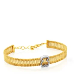 Pulsera de oro amarillo y blanco con diamantes 0,14ct Icon Mesh^TOUS Online