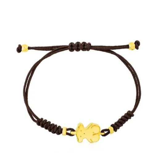 Pulsera de oro y cordón marrón Sweet Dolls^TOUS Best