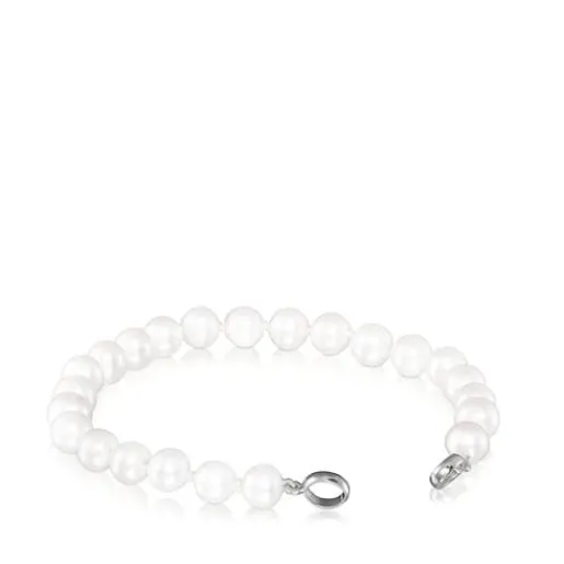 Pulsera de perlas y plata 17,5cm. Hold^TOUS Clearance