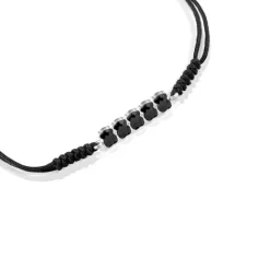 Pulsera de plata con ónix y cordón negro Mini Onix^TOUS Discount