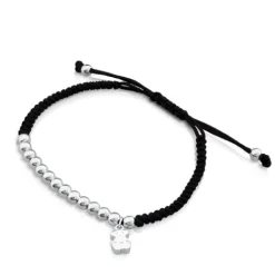 Pulsera de plata y cordón en color negro Hiper Micro^TOUS Outlet