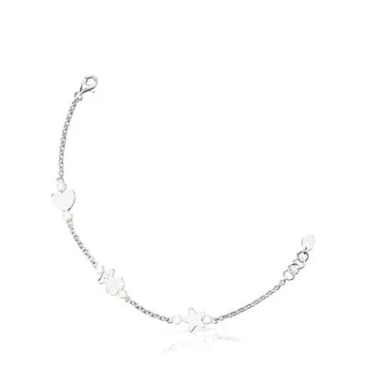 Pulsera de plata y perlas 17,5cm Real Sisy^TOUS Online