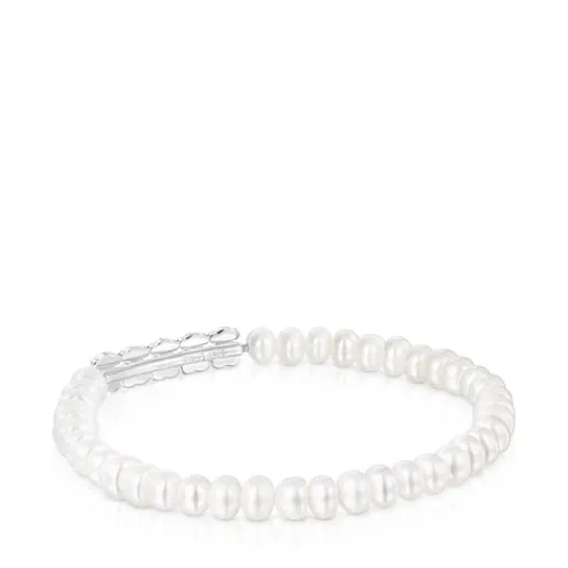 Pulsera de plata y perlas Straight^TOUS Outlet