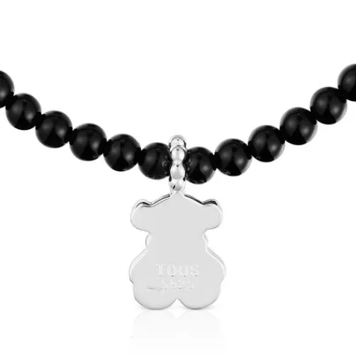 Pulsera elástica de plata, ónix y motivo oso Grain^TOUS Online