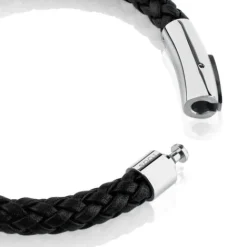Pulsera en acero y cuero trenzado Man^TOUS Sale