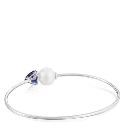 Pulsera esclava de oro blanco, iolita y perla cultivada Ivette^TOUS Online