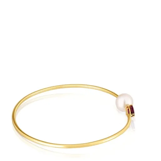 Pulsera esclava de oro, rodolita y perla cultivada Ivette^TOUS New