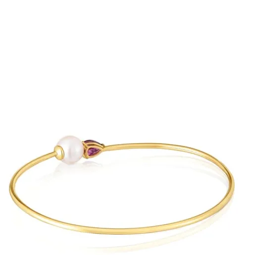 Pulsera esclava de oro, rodolita y perla cultivada Ivette^TOUS New