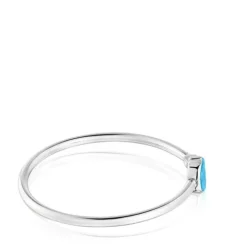 Pulsera esclava de plata y motivo en color azul MANIFESTO^TOUS Hot