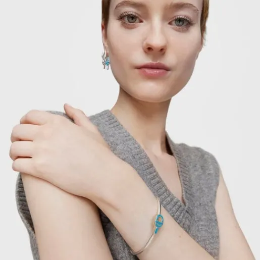 Pulsera esclava de plata y motivo en color azul MANIFESTO^TOUS Hot