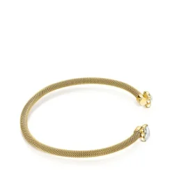 Pulsera estrecha de acero IP dorado y howlita Mesh Color^TOUS Hot