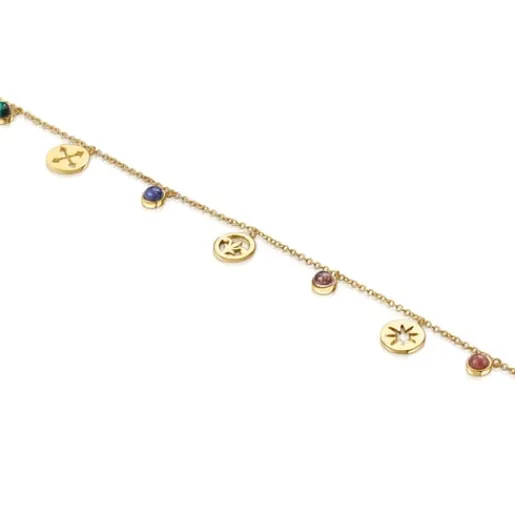 Pulsera medallas y gemas con baño de oro 18 kt sobre plata Tamara Falcó X^TOUS