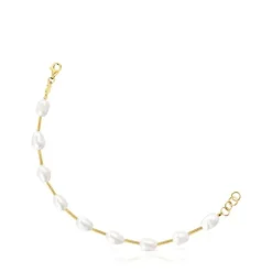 Pulsera tubo con baño de oro de 18 kt sobre plata y perlas cultivadas Gloss^TOUS Online