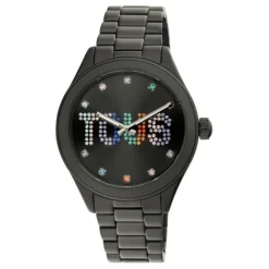 Reloj analógico con brazalete de acero IP negro y cristales T-Logo^TOUS Hot