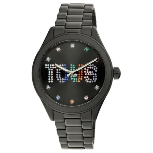 Reloj analógico con brazalete de acero IP negro y cristales T-Logo^TOUS Hot