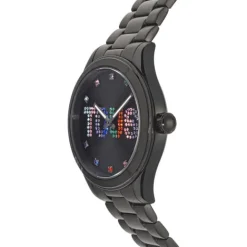 Reloj analógico con brazalete de acero IP negro y cristales T-Logo^TOUS Hot