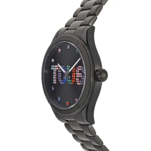Reloj analógico con brazalete de acero IP negro y cristales T-Logo^TOUS Hot