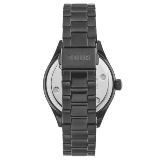 Reloj analógico con brazalete de acero IP negro y cristales T-Logo^TOUS Hot