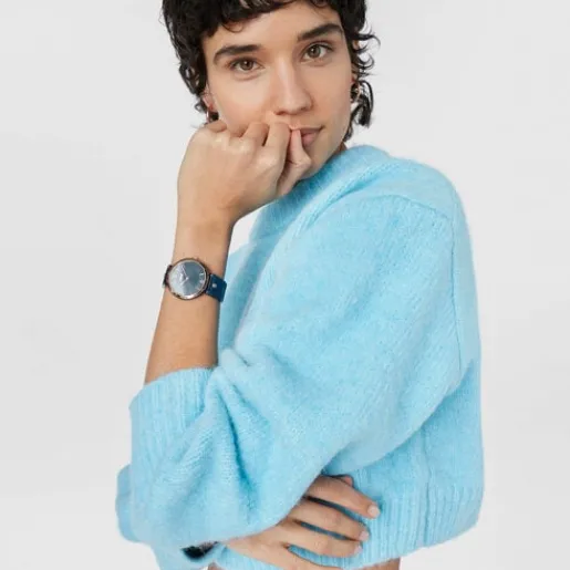 Reloj analógico con brazalete de acero IP azul y acero IPRG rosado S-Band^TOUS New