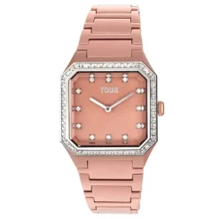Reloj analógico con brazalete de aluminio rose gold y zirconias Karat Squared^TOUS