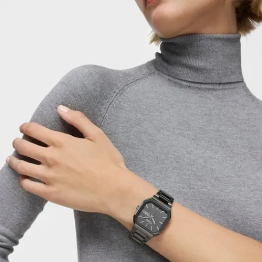 Reloj analógico con brazalete acero IP negro Lit^TOUS Clearance