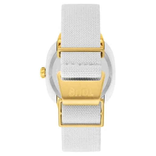 Reloj analógico de acero IPG dorado con brazalete elástico en color blanco Osier^TOUS New