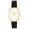 Reloj analógico de acero IPG dorado con correa de piel negra Heritage^TOUS Outlet