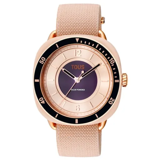 Reloj analógico de acero IPRG nude con brazalete elástico en color rosa Osier^TOUS