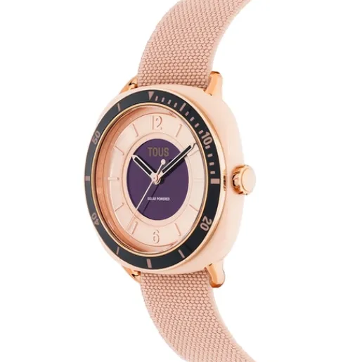 Reloj analógico de acero IPRG nude con brazalete elástico en color rosa Osier^TOUS