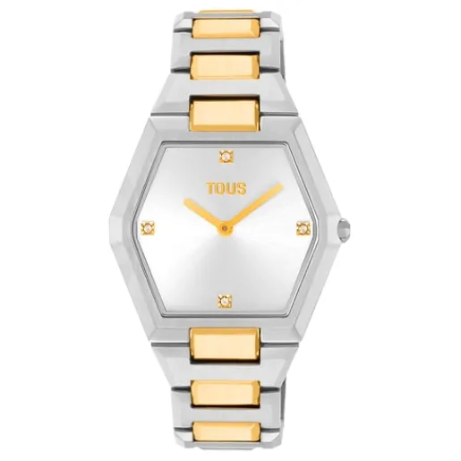Reloj digital con brazalete de acero SS y acero IPG dorado Karat^TOUS